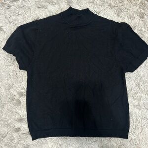 Black Short-Sleeve Mock Neck Women’s Top